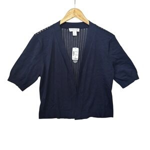 Christopher & Banks Short Sleeved Shrug Cardigan Womens Medium Navy Blue Career